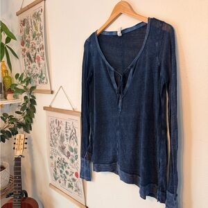We The Free - Small - Deep Blue Long Sleeve Top